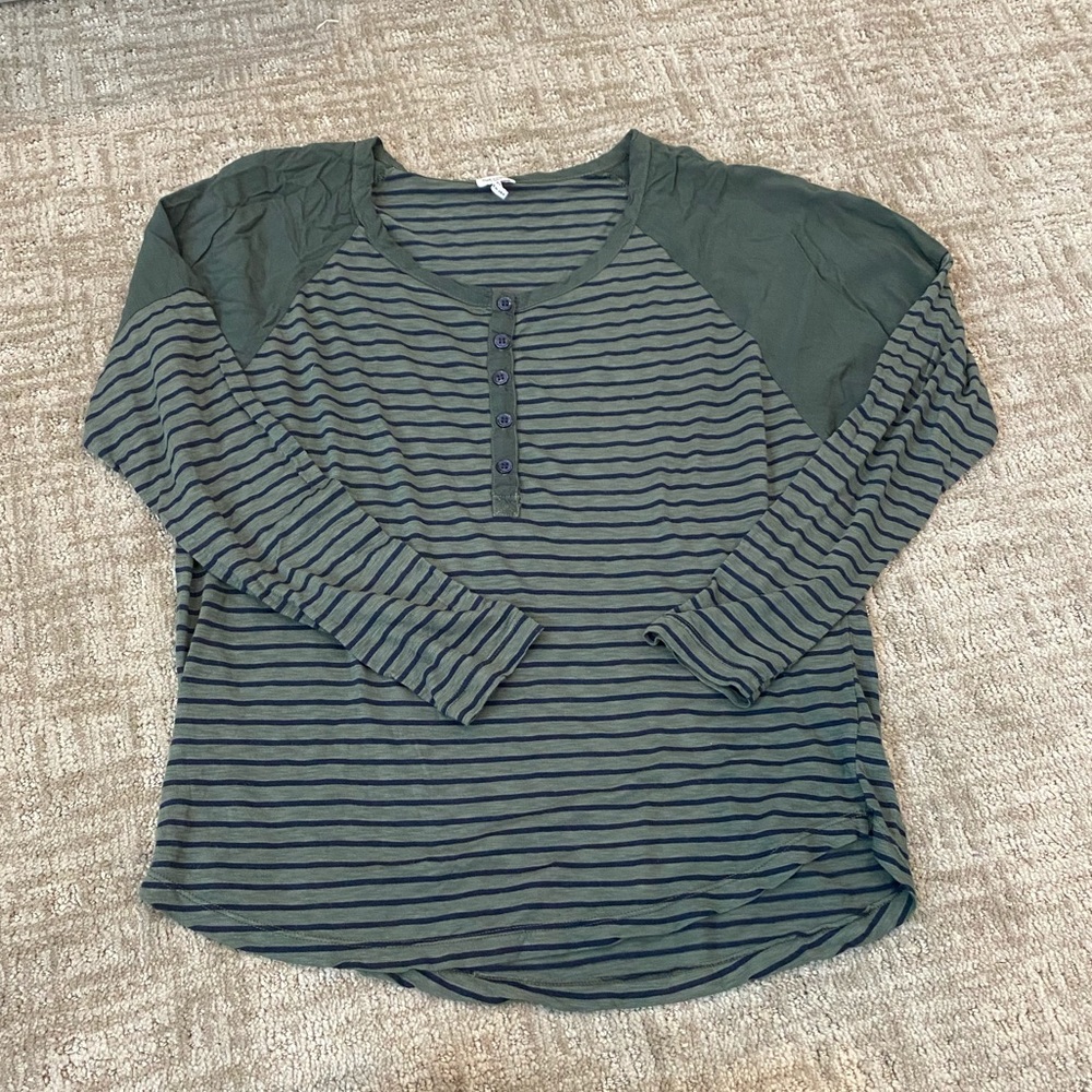 Splendid Green Striped Henley